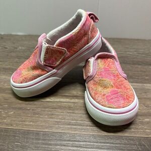 Vans Toddler 6.5 Pink Orange Floral Rose Slip-On Sneakers Shoes Canvas 507698